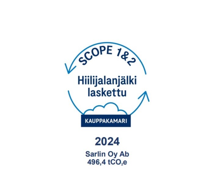 Sarlinille myönnetty Hiilijalanjälki laskettu -merkki